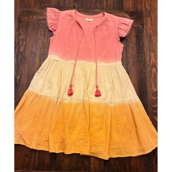 THML Cotton Dip Dye Colorblock Flowy Dress Medium - Picture 2 of 4